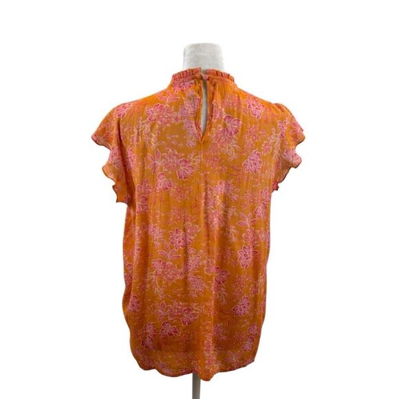 Nanette Nanette Lepore Brand Floral Print Pin Tuck Ruffle Sleeve Blouse‎ Medium - Picture 7 of 13